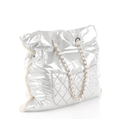 Chanel Vinyl Mohair Trimmed CC Bonbons Tote Silver 3 of 7