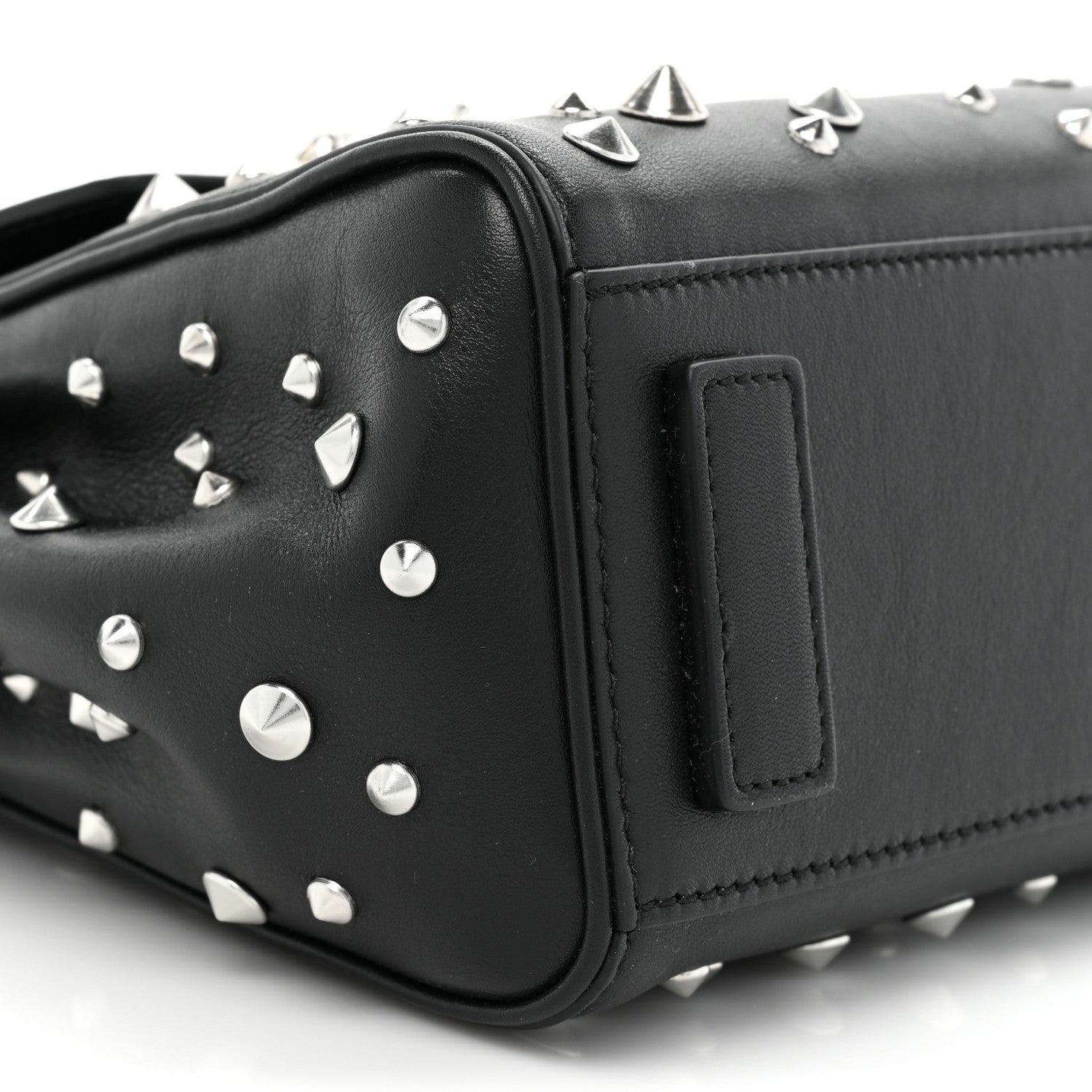 Versace Grained Calfskin Spiked Small La Medusa Top Handle Bag Black 8 of 8