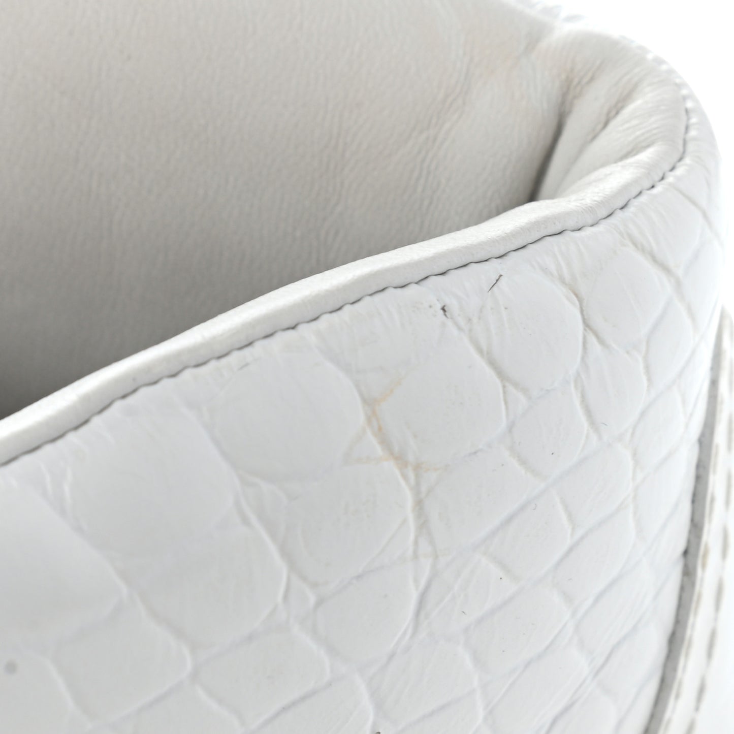 Calfskin Crocodile Embossed Cocodile High Top Sneakers 38 White