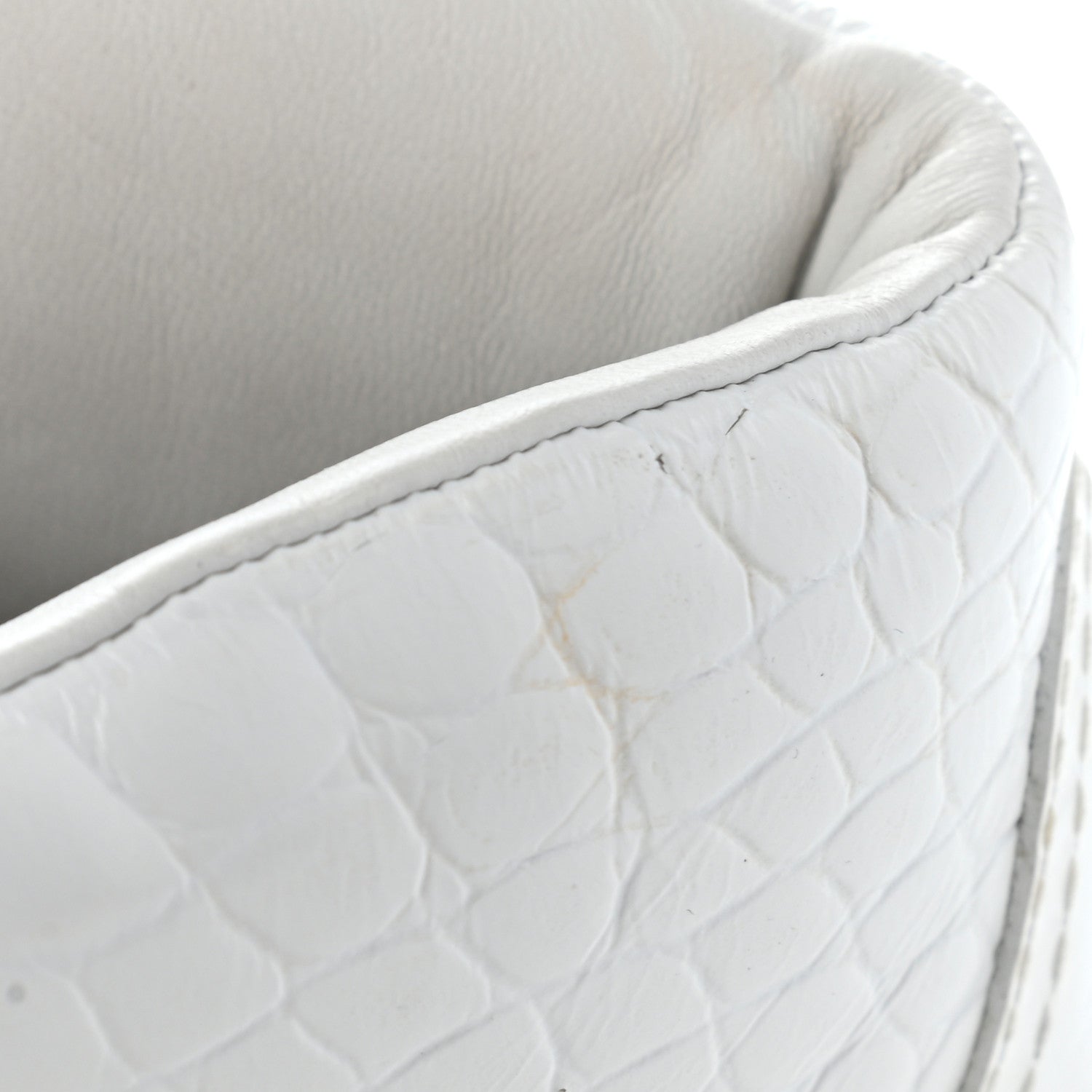 Chanel Calfskin Crocodile Embossed Cocodile High Top Sneakers 38 White 14 of 15