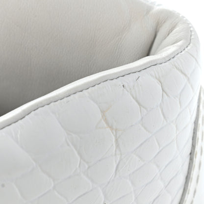Chanel Calfskin Crocodile Embossed Cocodile High Top Sneakers 38 White 14 of 15