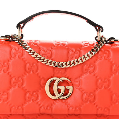 Gucci Lambskin Embossed Mini GG Milano Top Handle Shoulder Bag Orange 8 of 10