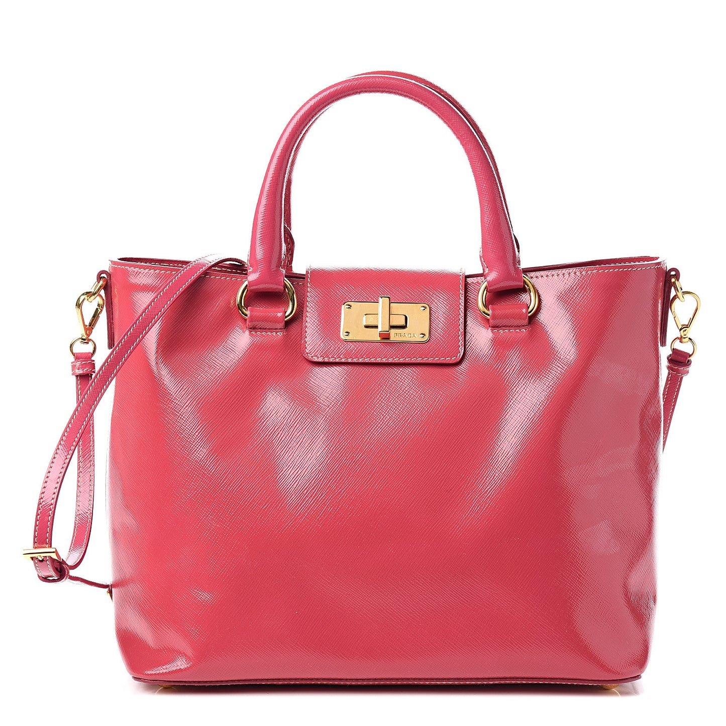 Saffiano Vernice Turn Lock Shopping Tote Peonia