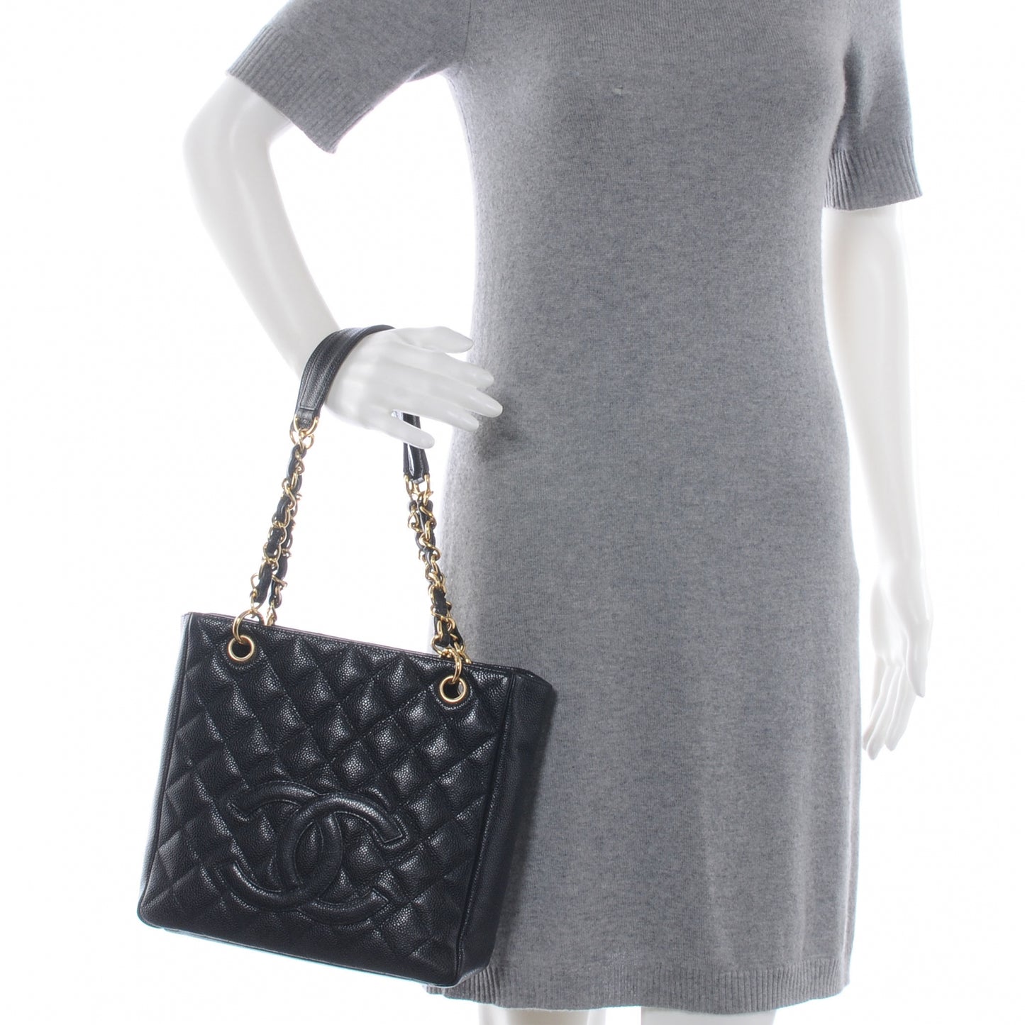 Caviar Petit Shopping Tote PST Black