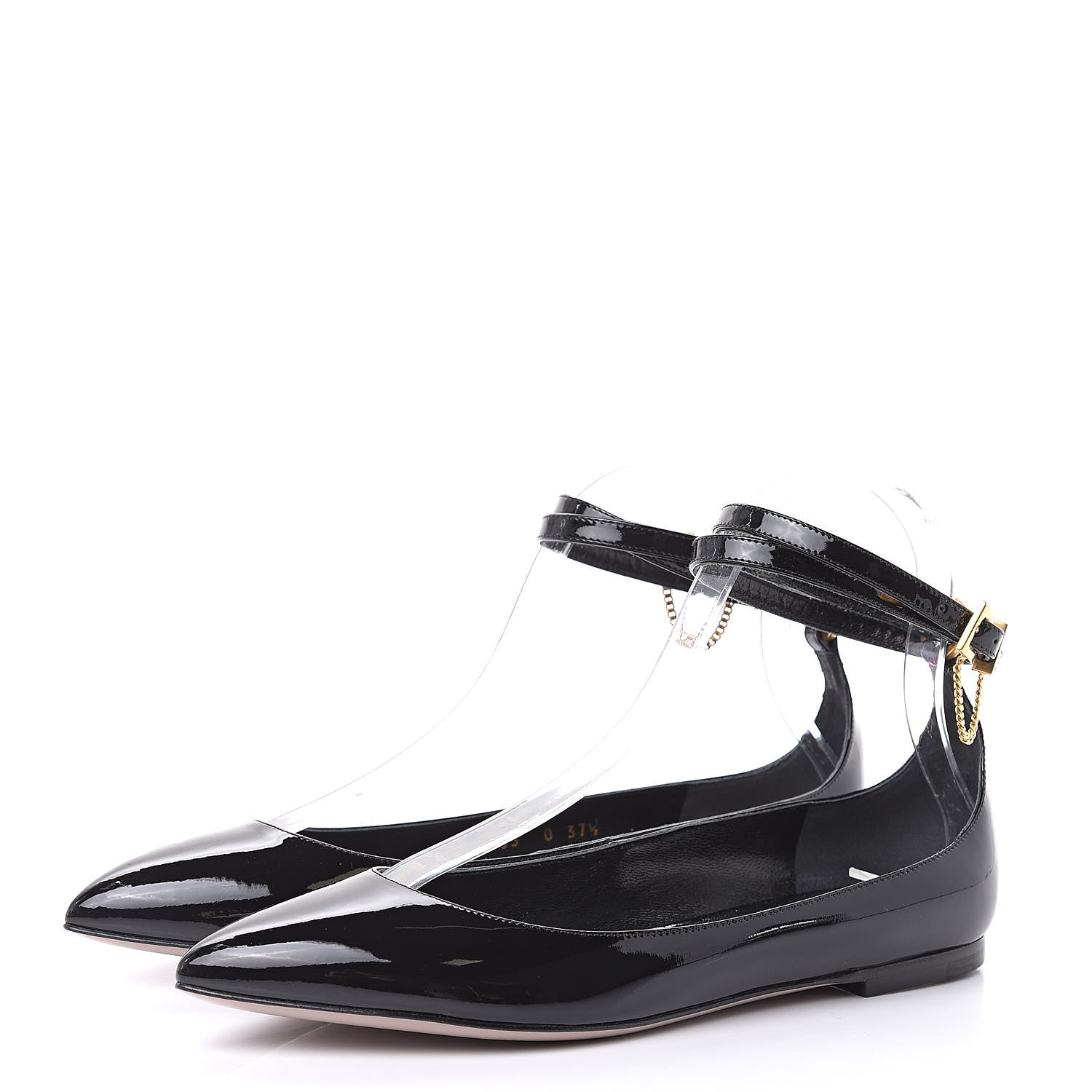 Valentino Garavani Patent Ballerina Ankle Strap Flats 37.5 Black 3 of 9