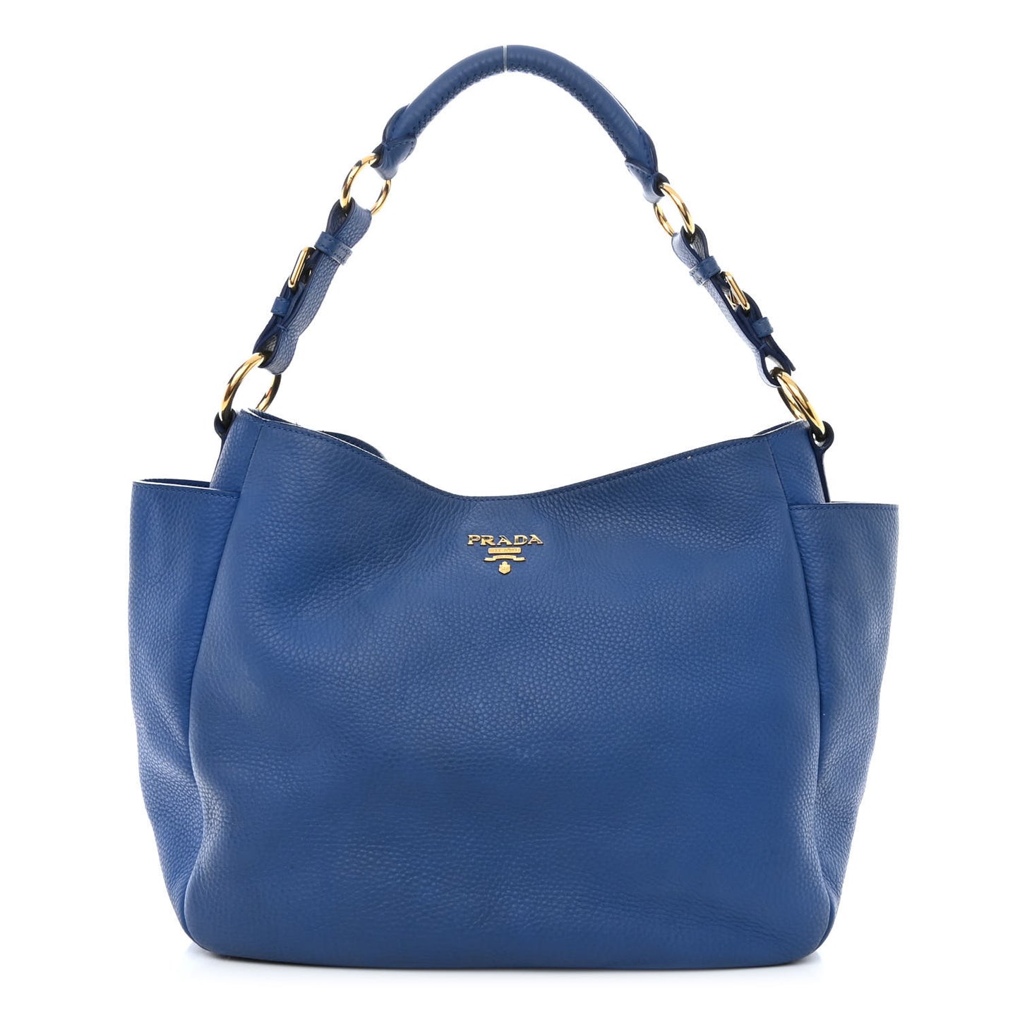 Vitello Daino Side Pocket Hobo Azzurro