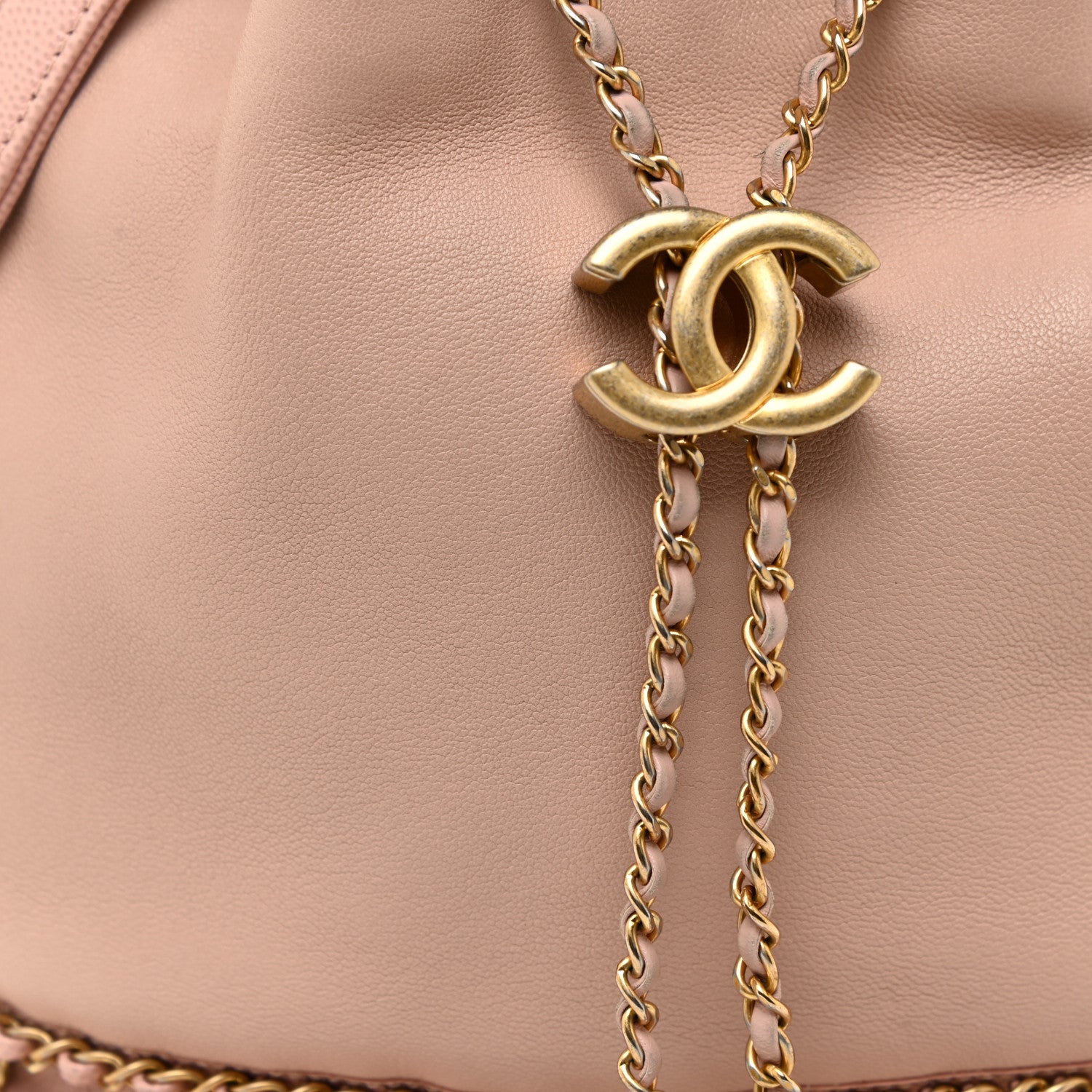 Chanel Lambskin Caviar Lovely Chains Drawstring Bag Pink 8 of 16