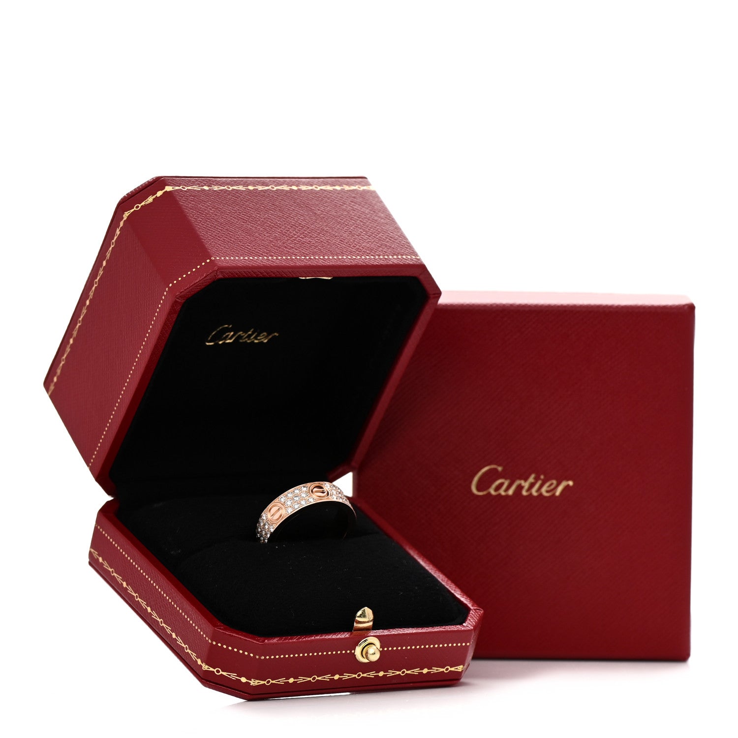 Cartier 18K Pink Gold Diamond 6.5mm LOVE Paved Ring 60 9.25 5 of 5