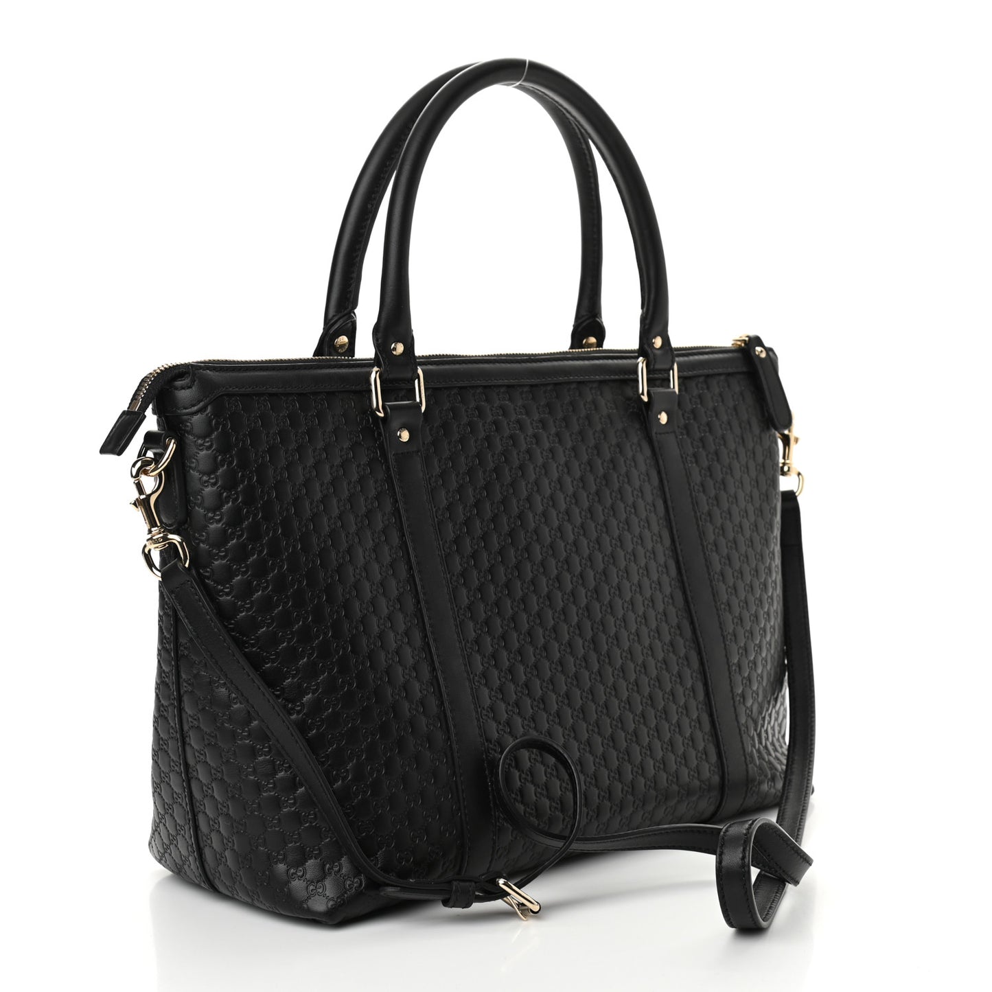 Soft Microguccissima Medium Zippered Satchel Black