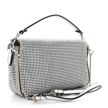Fendi Nubuck Crystal Catalan Mirror Embroidered Mini Baguette Pietra Argento 3 of 10