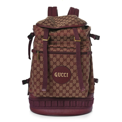 Gucci GG Monogram Script Logo Large Double Pocket Backpack Sahara Rubino Bordeaux 3 of 11