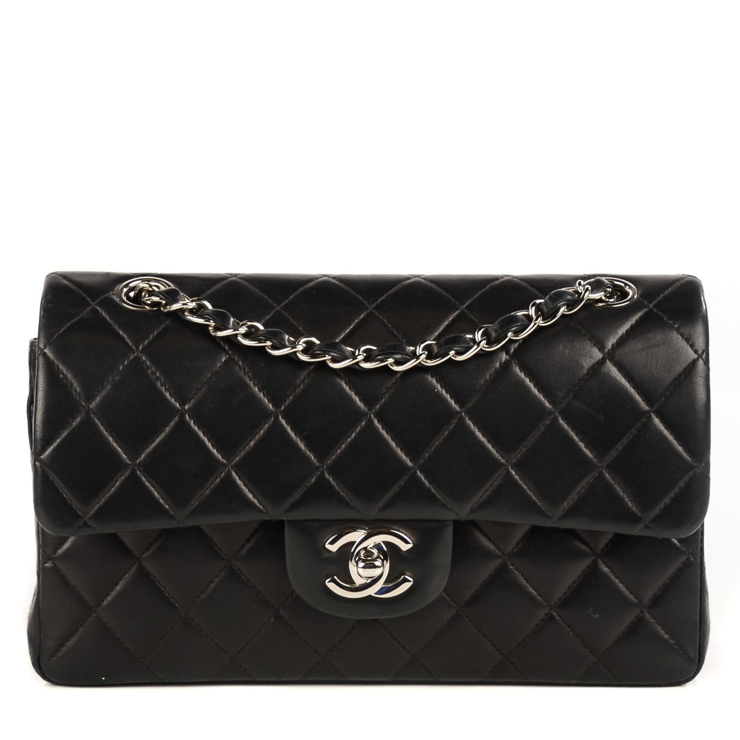 Lambskin Quilted Small Double Flap Black