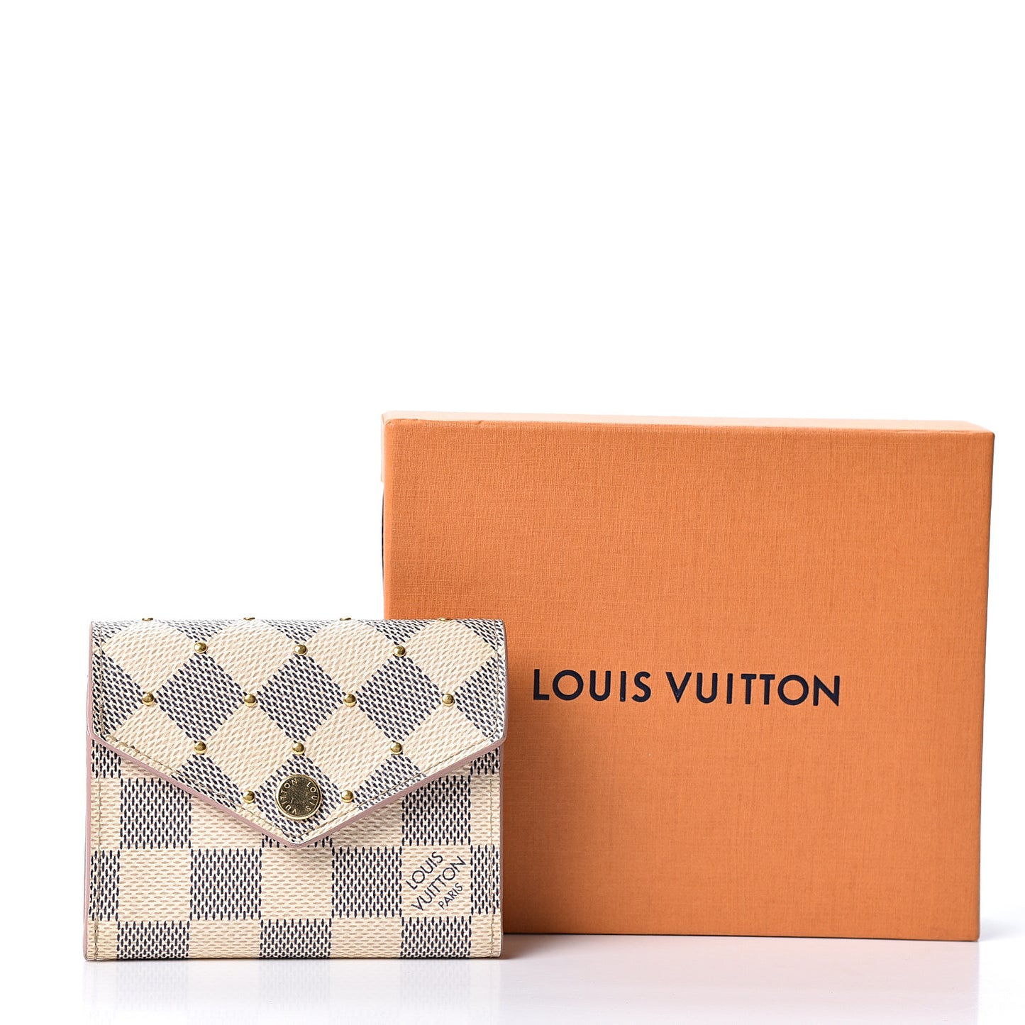 Damier Azur Studded Zoe Wallet Rose Ballerine