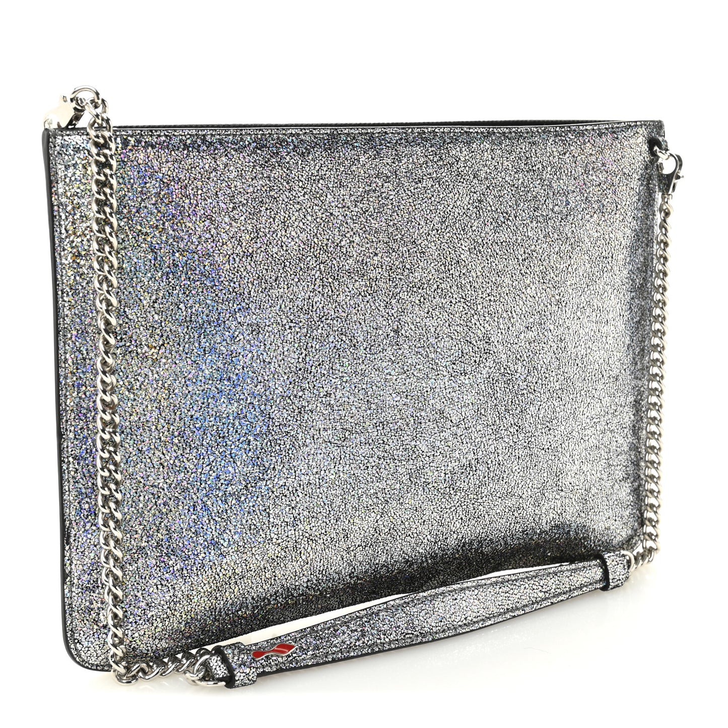 Nappa Mica Studded Loubiclutch Silver