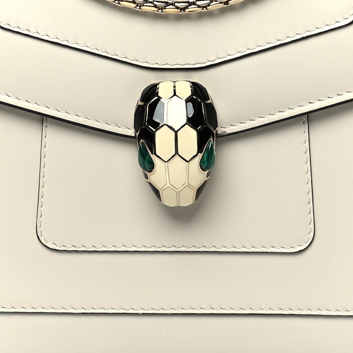 Bulgari Calfskin Small Serpenti Forever Snake Strap Crossbody Bag White Agate 8 of 11
