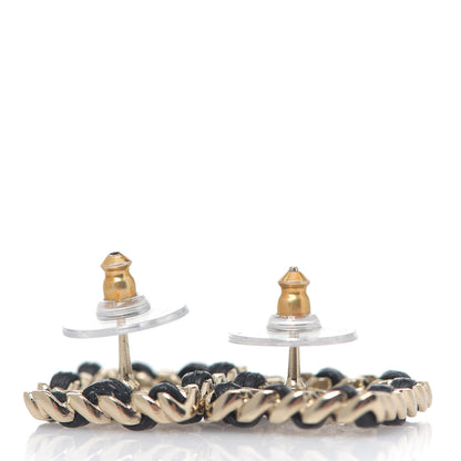 Chanel Crystal Lambskin Chain Sergeant Stud Earrings Black Gold 3 of 3