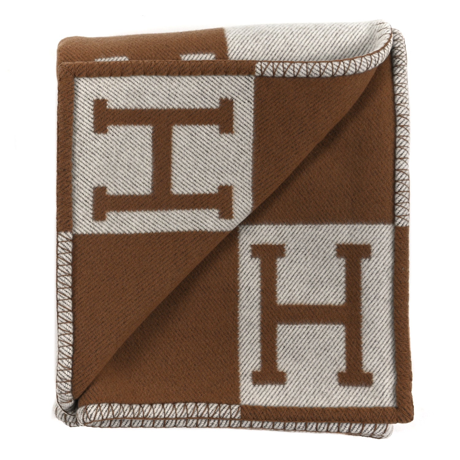 Hermes Wool Cashmere Avalon Blanket Ecru Camel 2 of 3