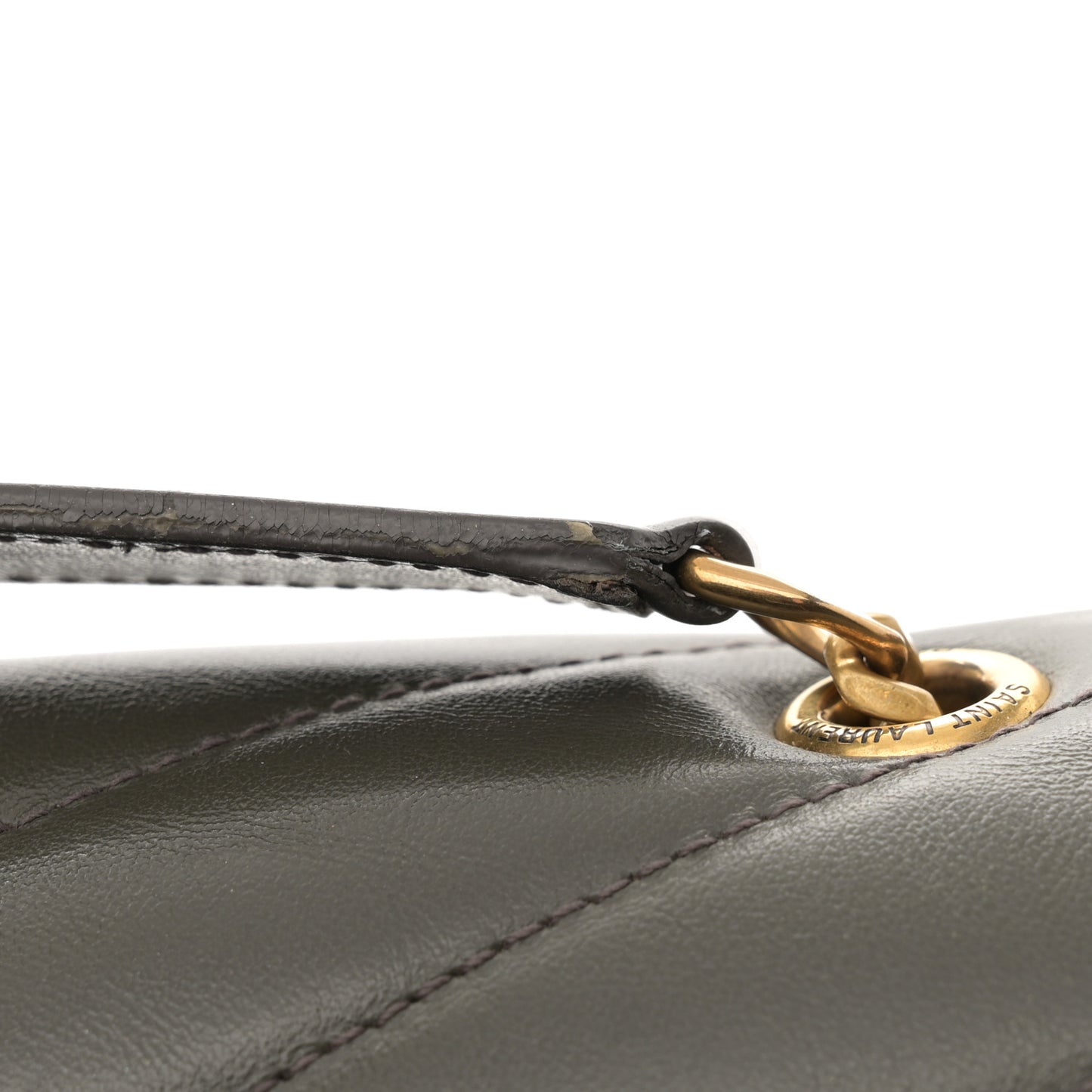 Calfskin Y Quilted Monogram Small Loulou Chain Satchel Olive