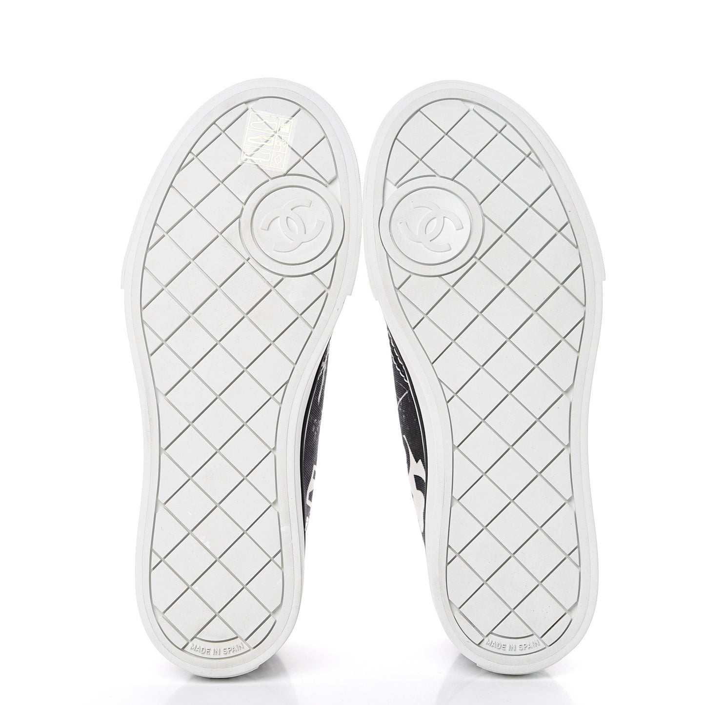 Printed Fabric Low Top Logo Sneakers 35.5 White Black