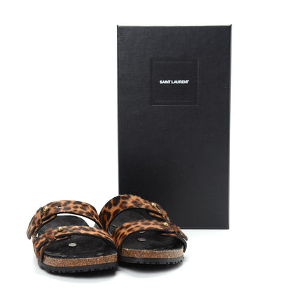 Saint Laurent Calf Hair Leopard Print Jimmy Slide Sandals 36.5 Brown 11 of 11