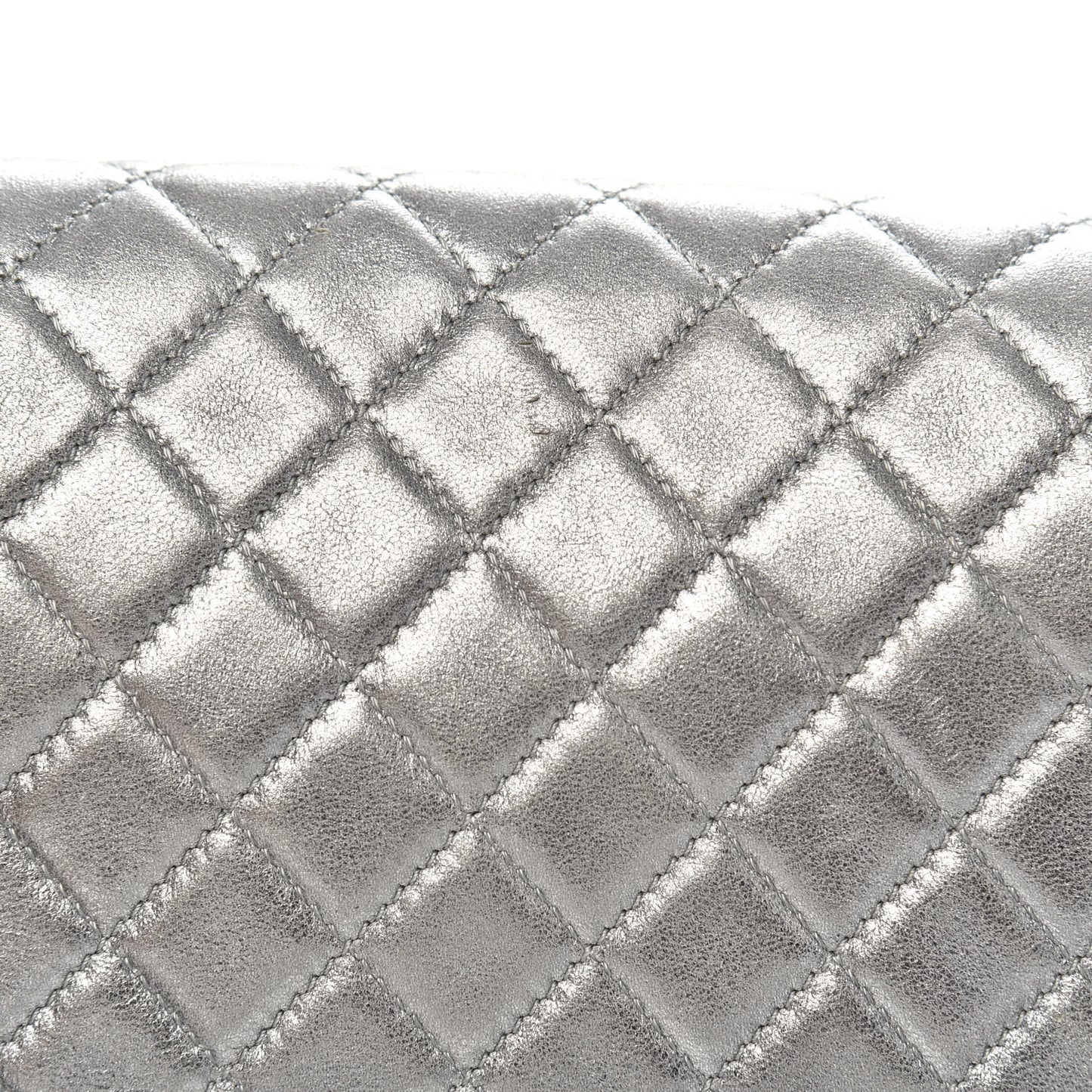 Metallic Lambskin Embellished Medium Boy Flap Silver