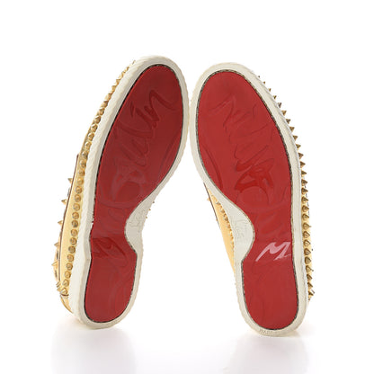 Christian Louboutin Nappa Laminata Spikes Womens Yacht Flat Loafers 37.5 Gold Satine 5 of 7
