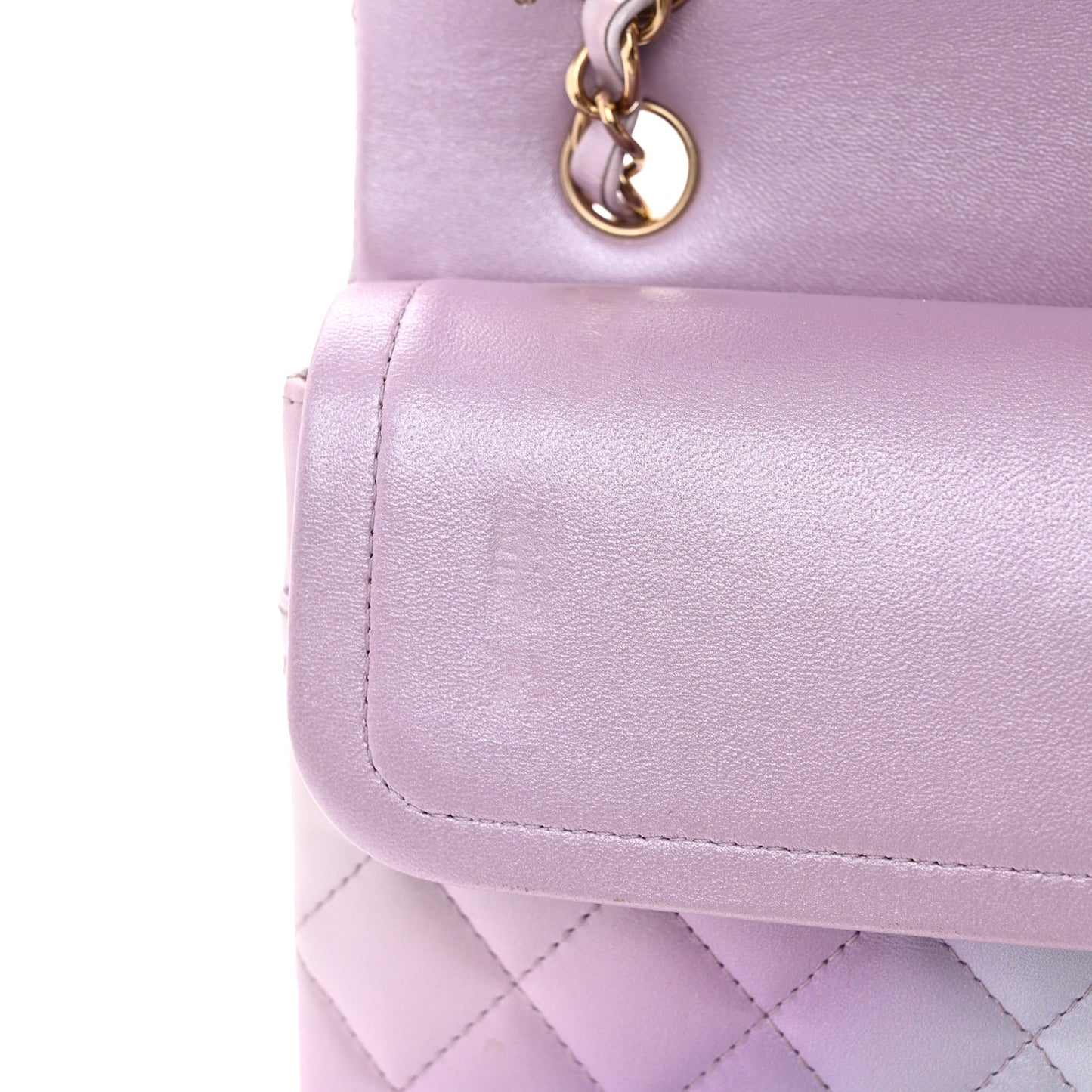 Lambskin Quilted Tie Dye Ombre Medium Double Flap Purple Blue Pink