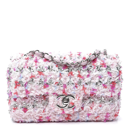 Chanel Tweed Quilted Mini Rectangular Flap Light Pink Silver Blue 1 of 10
