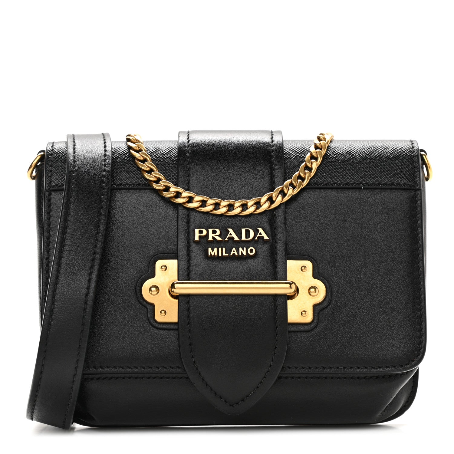 Prada Saffiano City Calf Cahier Belt Bag Black 1 of 12