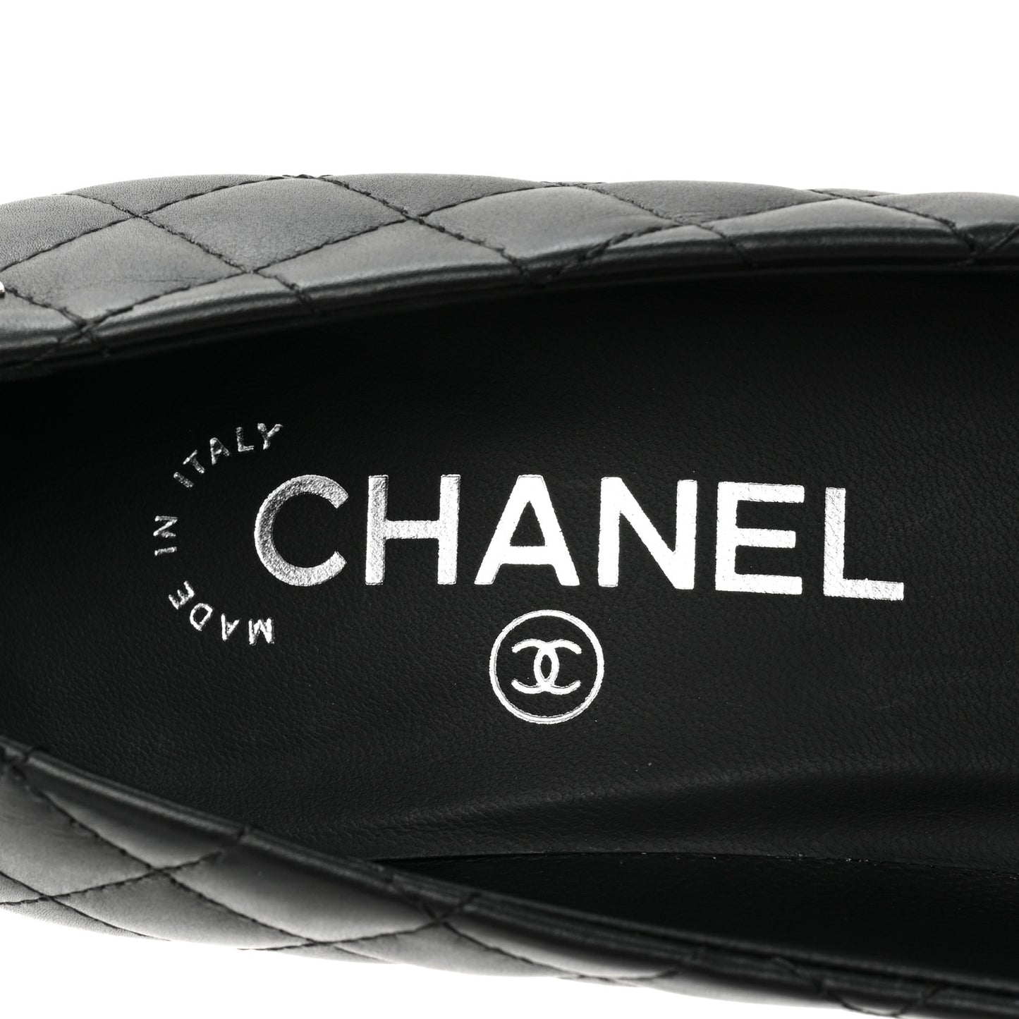 Lambskin Grosgrain Quilted Cap Toe CC Pumps 37.5 Black