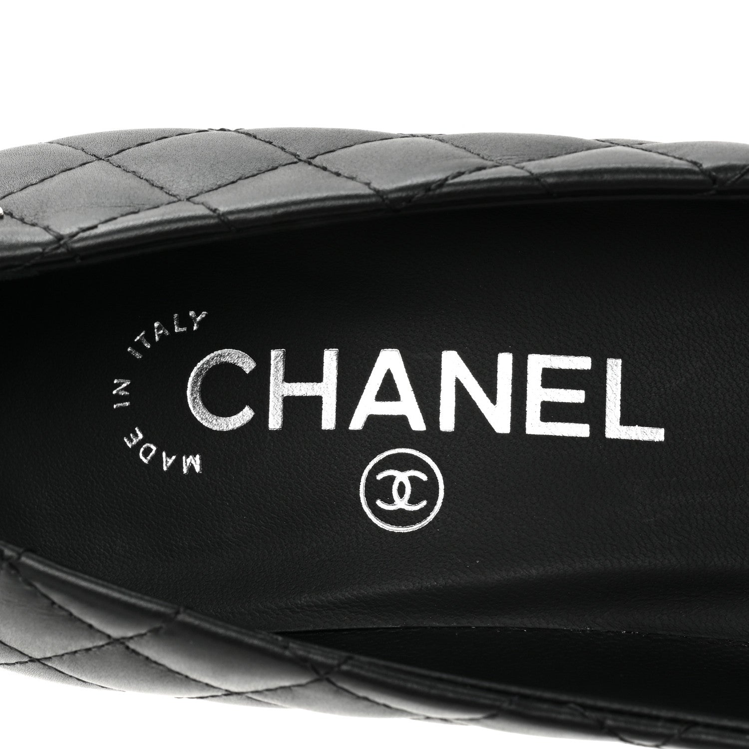 Chanel Lambskin Grosgrain Quilted Cap Toe CC Pumps 37.5 Black 7 of 11