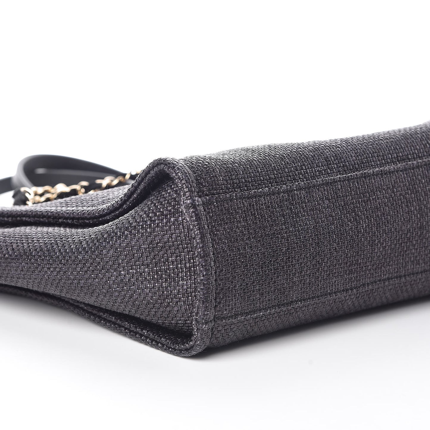 Woven Straw Raffia Mini Deauville Tote Black