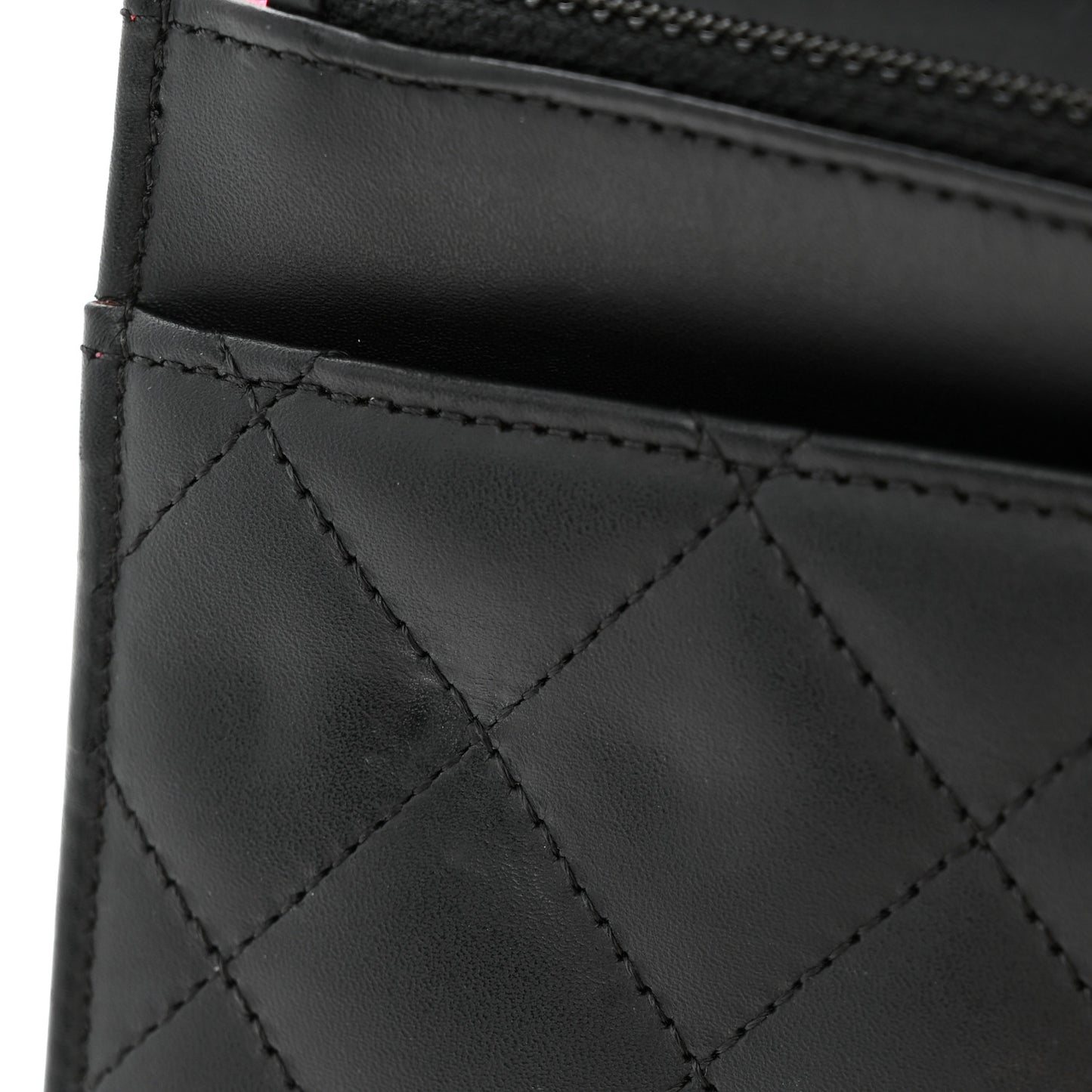 Calfskin Quilted Cambon Wallet on Chain WOC Black