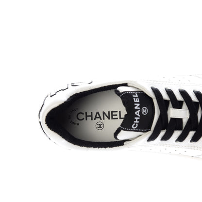 Chanel Calfskin Womens Logo Sneakers 41 Black White 8 of 10