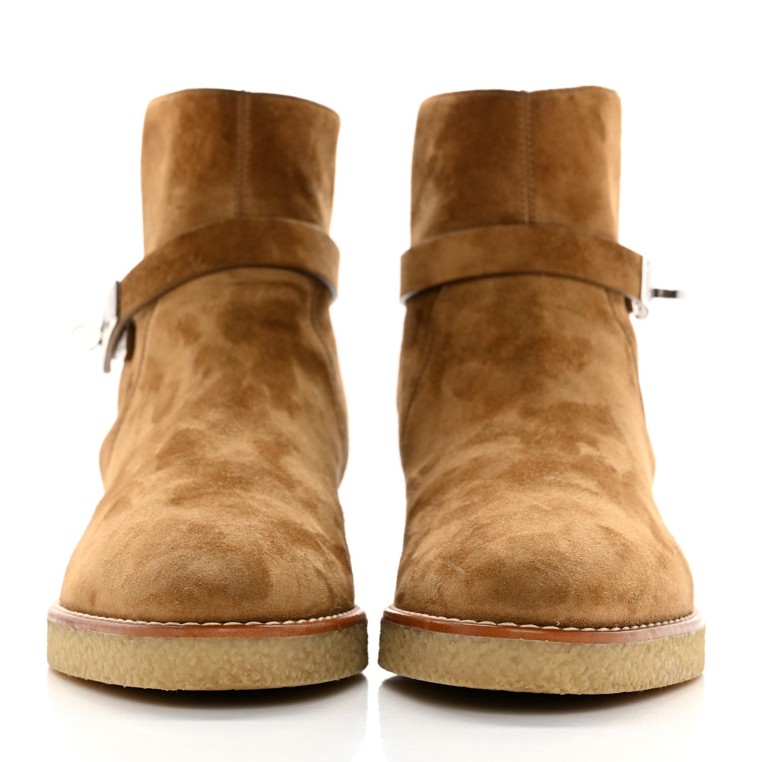 Hermes Velvet Womens Follow Low Boots 37.5 Brun Fume 2 of 12