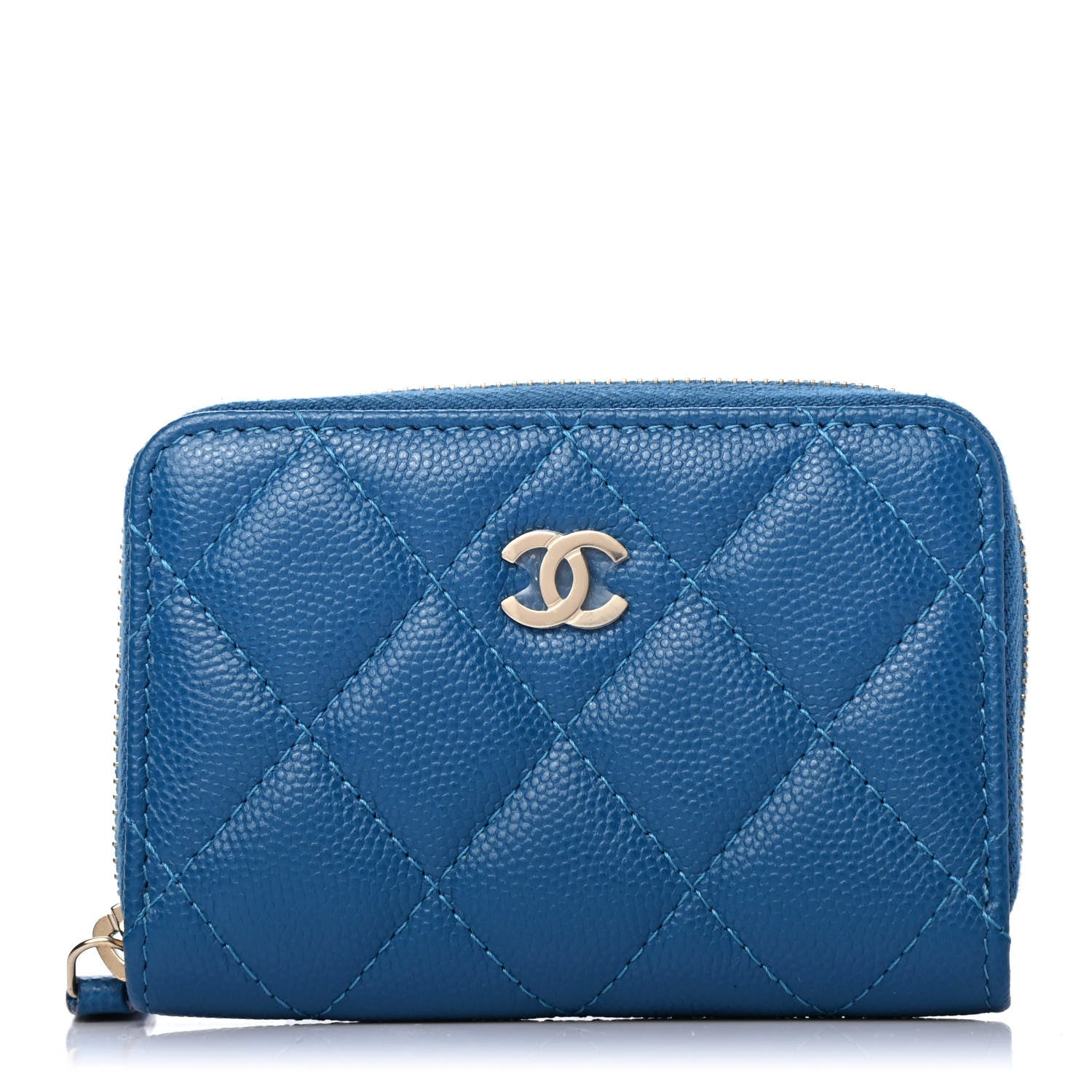 Chanel Caviar Quilted Zip Coin Purse Blue 1 of 4