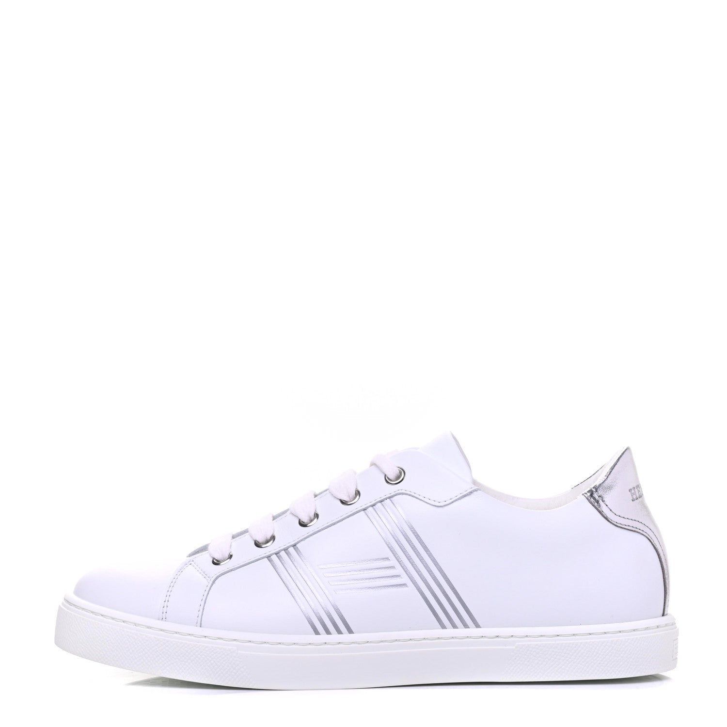 Hermes Calfskin Womens Advantage Sneakers 38 White Gris Argente 1 of 9