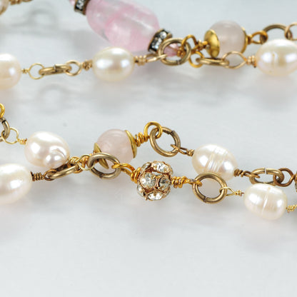 Chanel Gripoix Crystal Pearl Sautoir Long Necklace Gold Pink 4 of 4