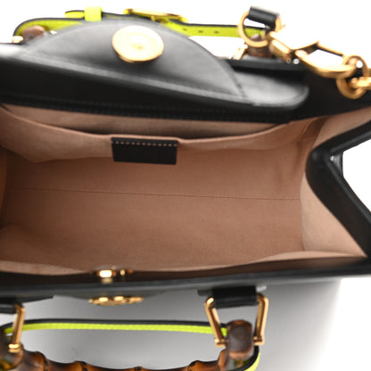 Gucci Calfskin Small Diana Tote Bag Black Yellow Fluo 5 of 9