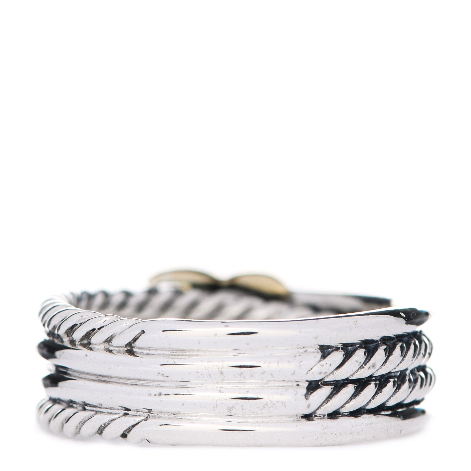 David Yurman Sterling Silver 18K Yellow Gold 6mm X Crossover Ring 53 6.25 3 of 5