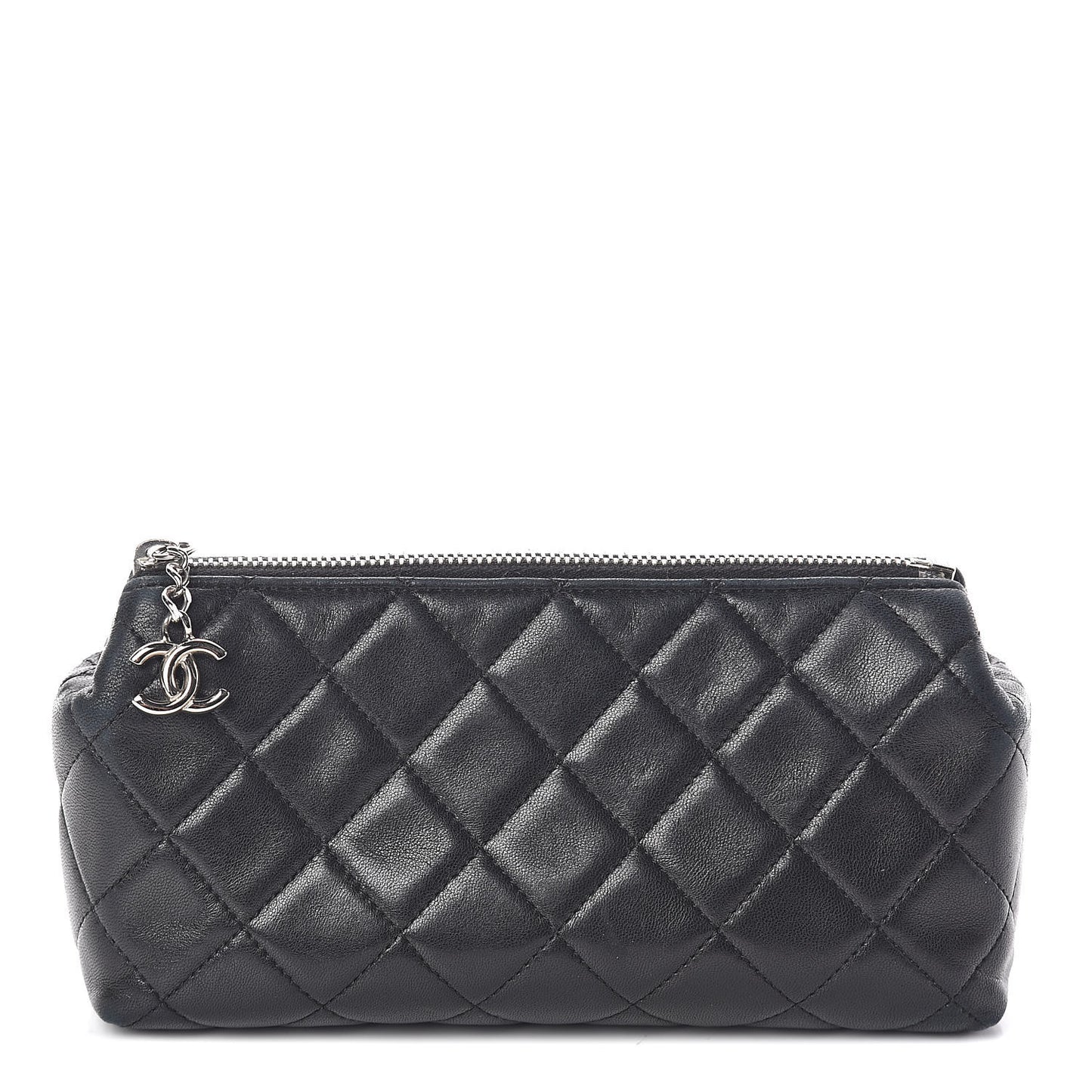 Lambskin Quilted Cosmetic Case Black