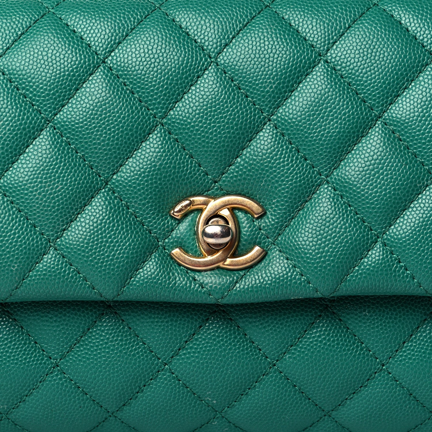 Chanel Caviar Lizard Quilted Mini Coco Handle Flap Green 8 of 11