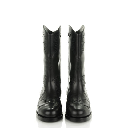 Chanel Calfskin Embroidered Western Boots 35 Black 2 of 7