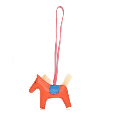 Hermes Milo Lambskin Horsehair Grigri Rodeo Horse Bag Charm PM Orange Poppy Bleu Zanzibar Rose Azalee 1 of 4
