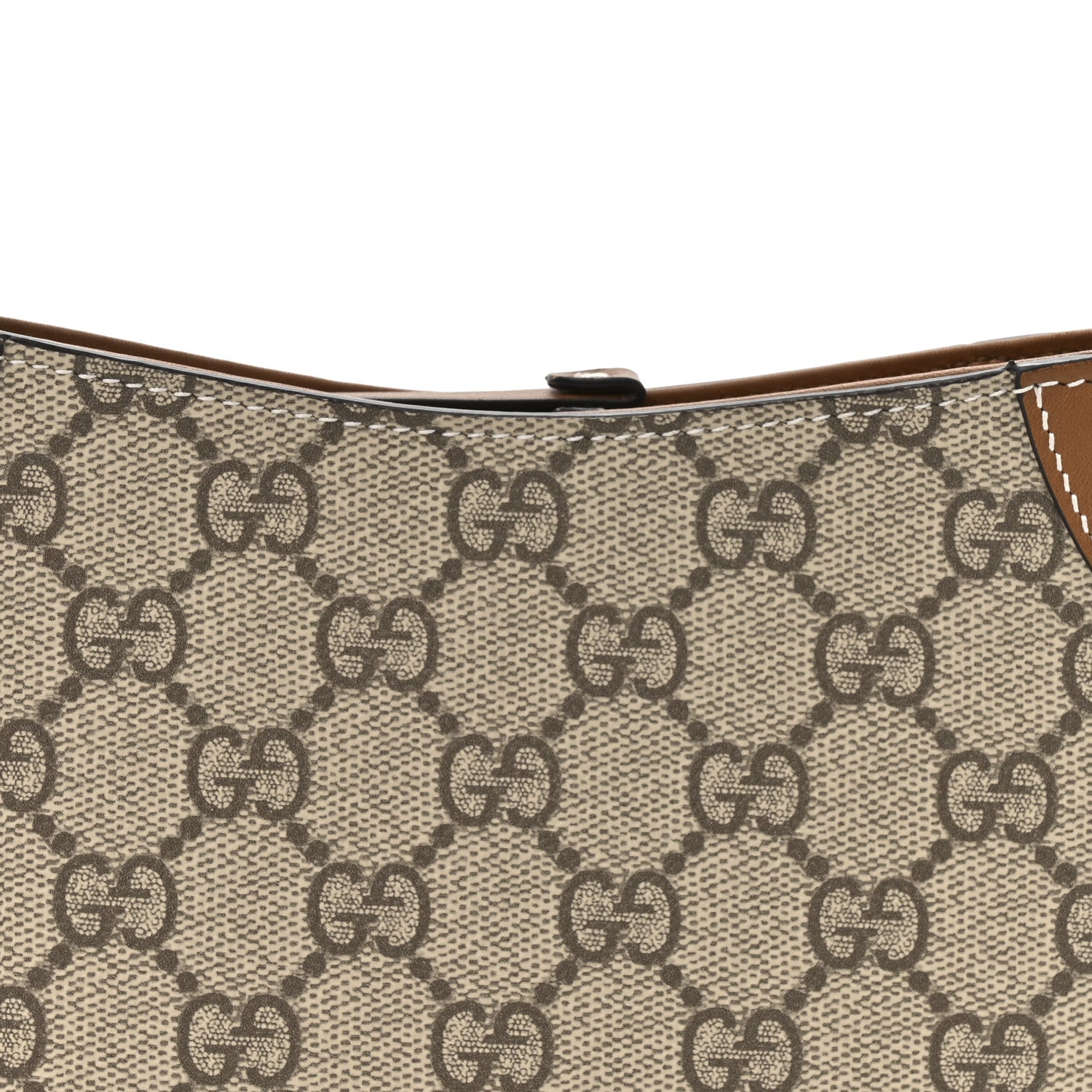 Gucci GG Monogram Calfskin Small Emblem Shoulder Bag Beige Dark Brown 8 of 12