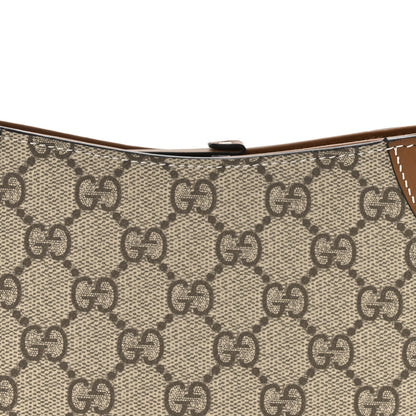 Gucci GG Monogram Calfskin Small Emblem Shoulder Bag Beige Dark Brown 8 of 12