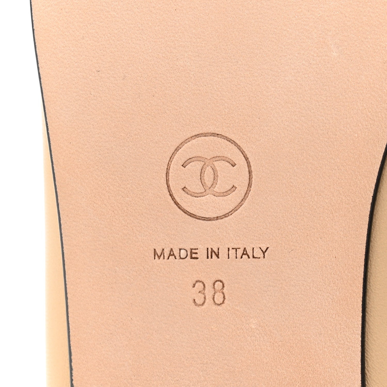 Chanel Lambskin Cap Toe CC Ballerina Flats 38 Beige Black 7 of 10