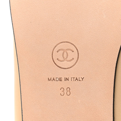 Chanel Lambskin Cap Toe CC Ballerina Flats 38 Beige Black 7 of 10