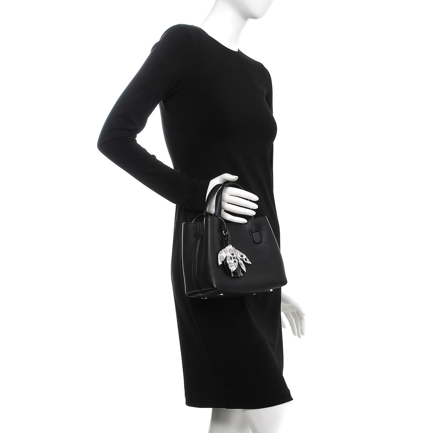 Grained Calfskin Small Blossom Tote Black