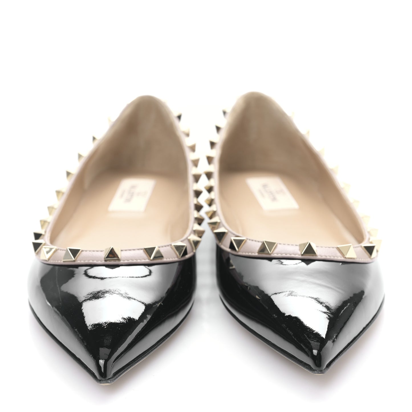 Patent Nappa Rockstud Ballerina Flats 38.5 Black Poudre